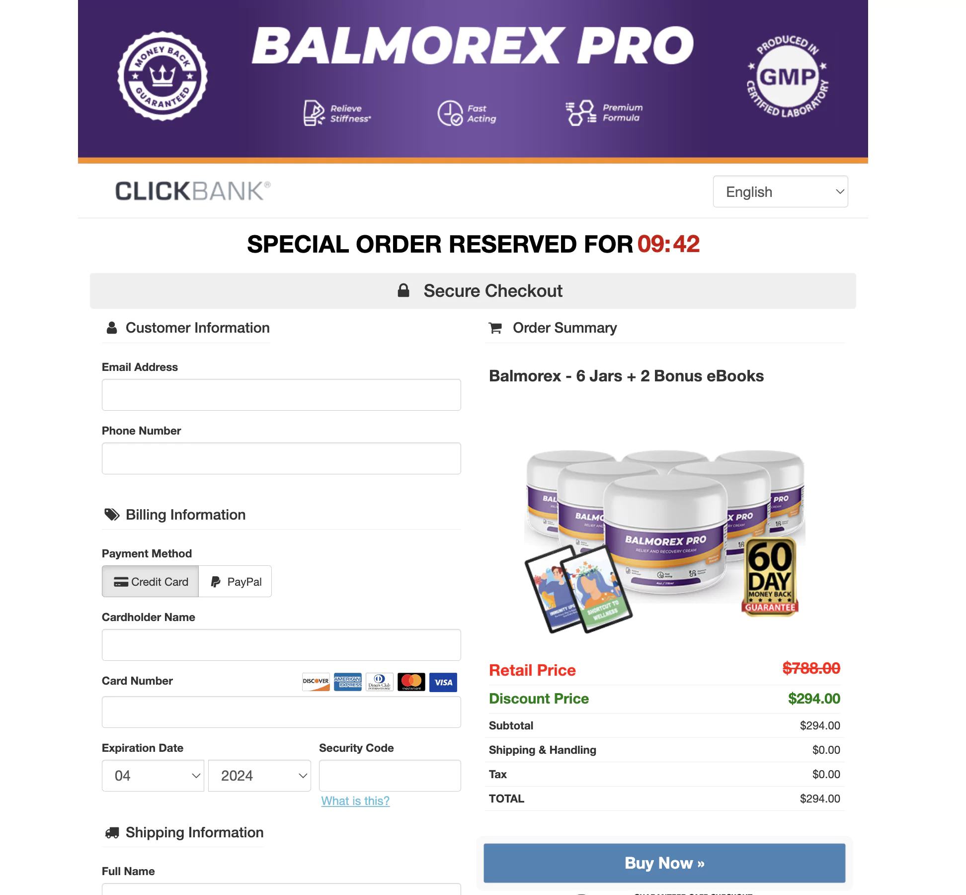 BalMorex Order Page Image 